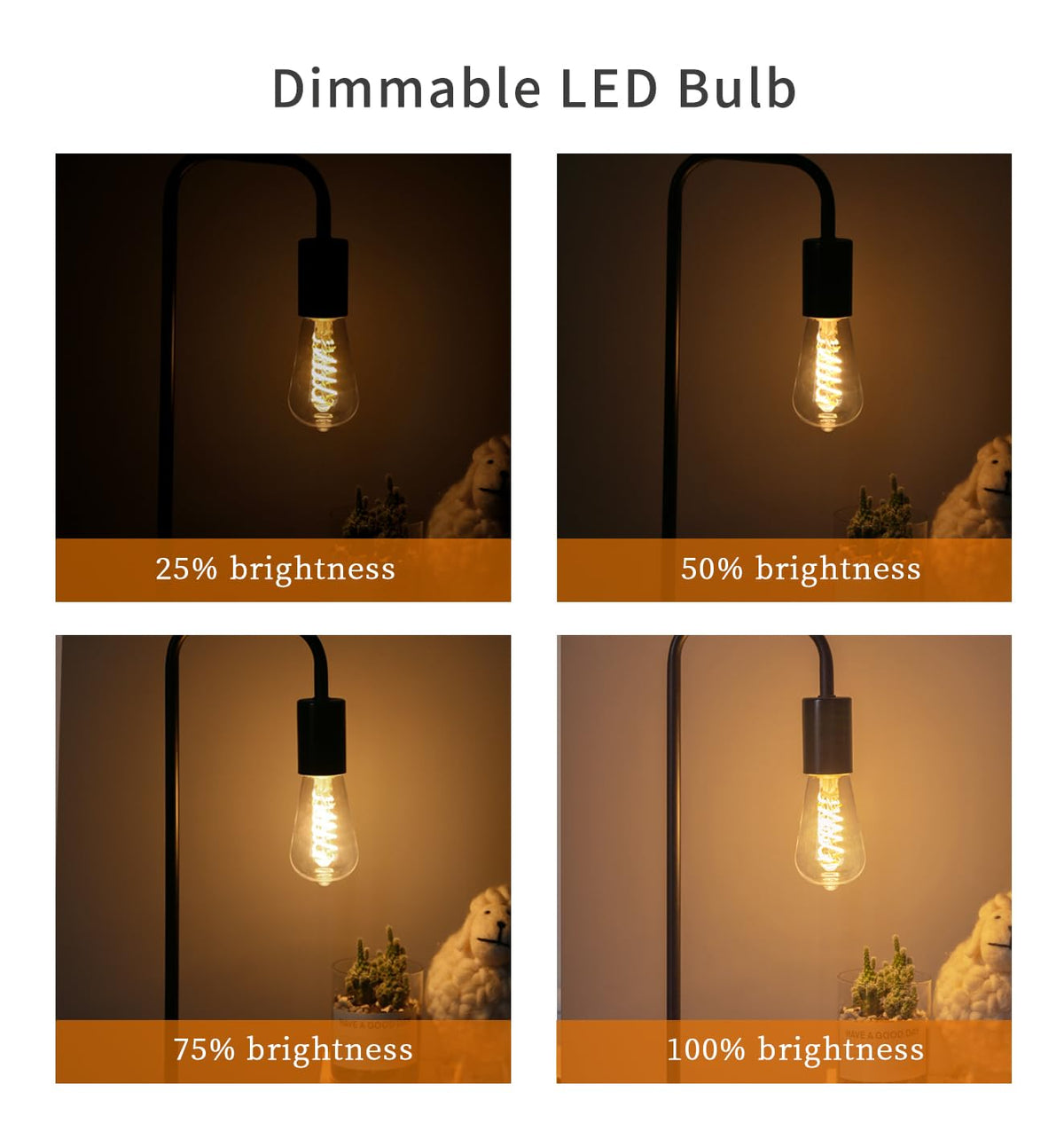 6 PCS ST58 Dimmable Spiral Vintage E26 LED Bulb 60 Watt LED Edison Bulbs (2700k 6pack)