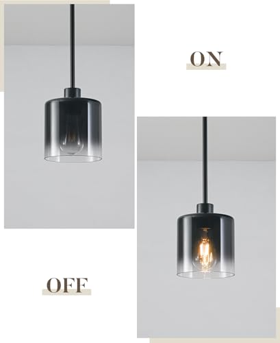 2 Pack Black Pendant Light Fixtures (Gradient black glass—Stem / 2 Pack)