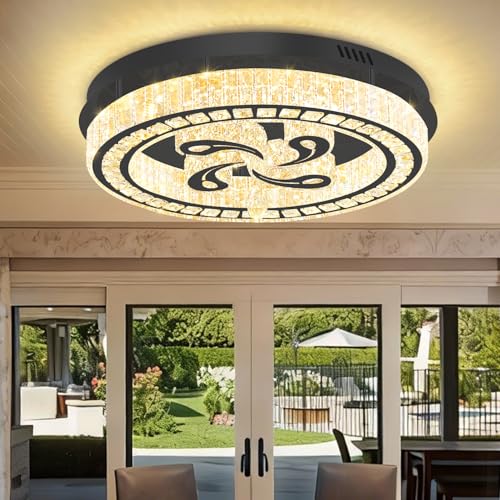 Modern Crystal Chandeliers for Dining Room Flush Mount Ceiling Chandelier for Living Room