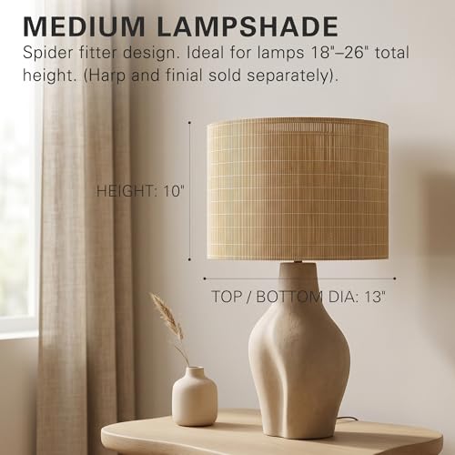 Bamboo Lamp Shades Set of 2 (Natural Bamboo - Drum)