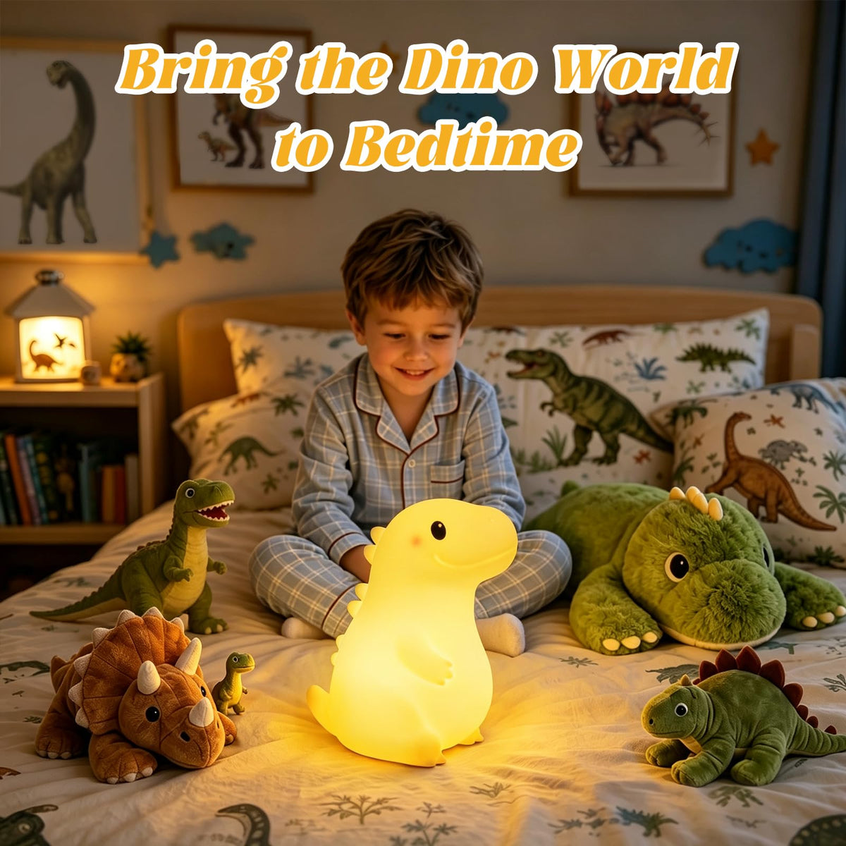 Huggwaii Squishy Giant Dinosaur Night Light for Kids (yellow-2)
