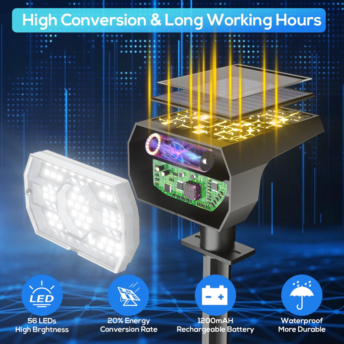 Solar Lights Outdoor Waterproof (Cool White / 4 Pack)