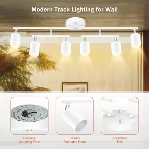Track Lighting Fixture Ceiling (White / 29.9" 6 Light Track Light)