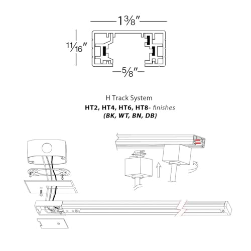 H Track 4FT Single Circuit 120V with 2 Endcaps in Black (Black / 4 Feet / H-Series)