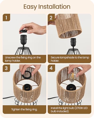 Rattan Table Lamp (Striped + Black)