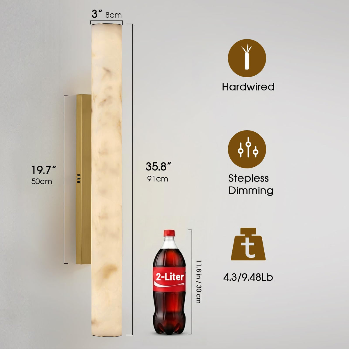 Artisan Alabaster Wall Sconces Set of 2 (Gold-36in-2Pcs)
