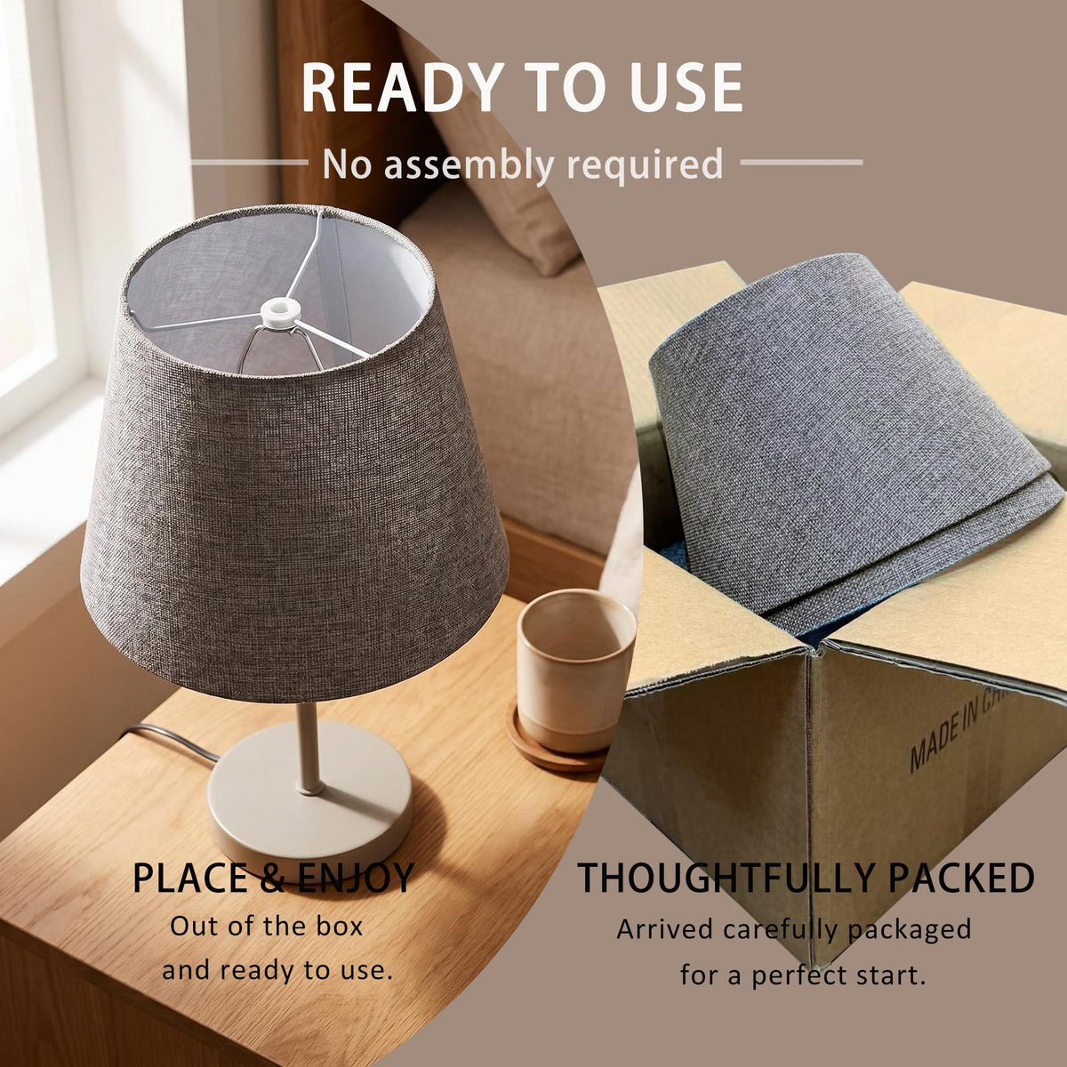 Set of 2 Small Gray Spider Fitter Replacement Lamp Shades for Table Lamps (Grey)
