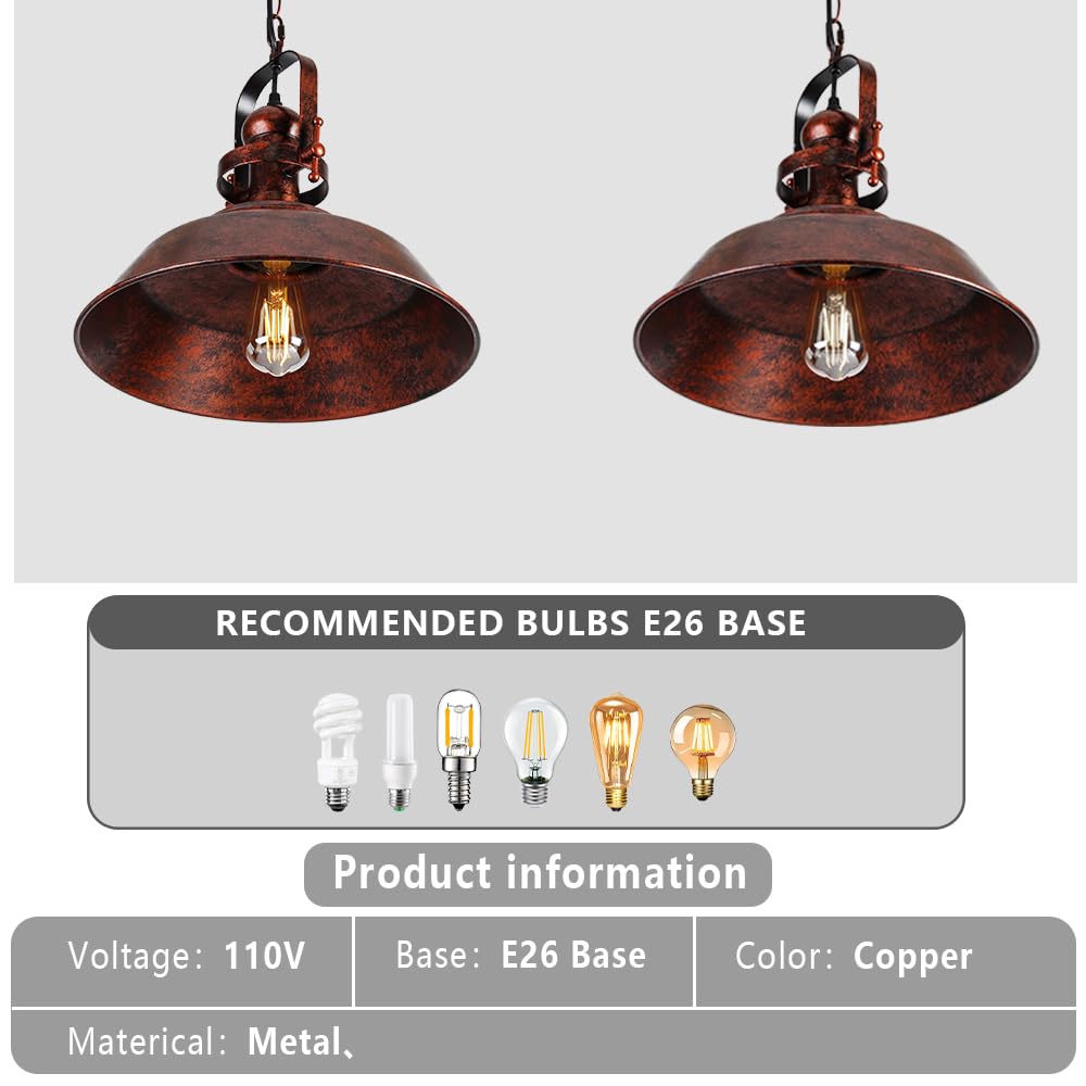 14" Farmhouse Copper Pendant Light for Kitchen Island (Copper)