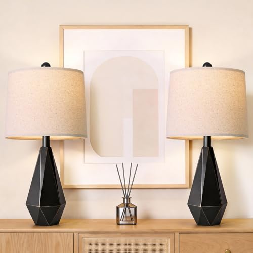 Table Lamps Set of 2 for Bedroom (Medium - Light Black)