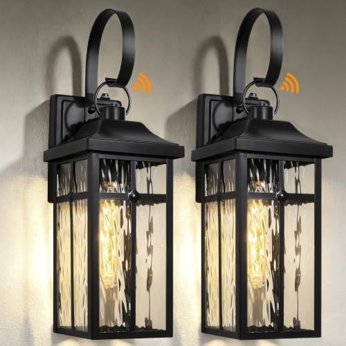 2 Pack Dusk to Dawn Outdoor Wall Lights (Black / 19 inch)