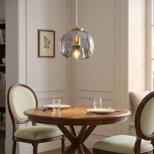 Light Grey Glass Pendant Light Kitchen Island (Light Grey(7.87 in) / 1-Pack)