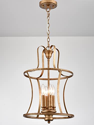 Modern Lantern Pendant Light 4 (Rusty Gold)