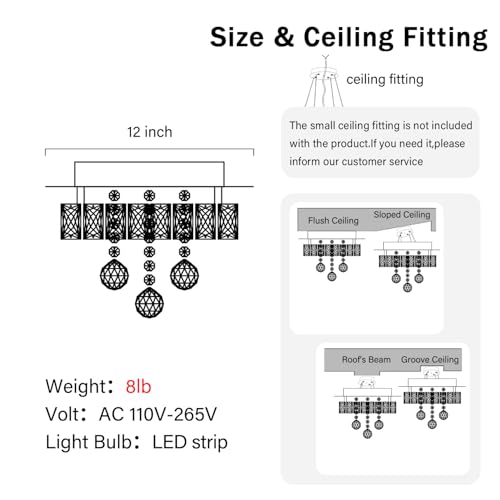 Dia 12" Mini Chandelier Flush Mount Chandelier for Hallway (Gold / Dia 12")