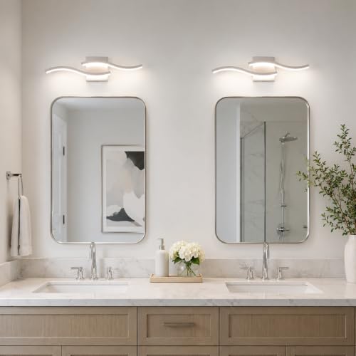 Brushed Nickel Curved Bathroom Vanity Light Fixture Over Mirror (Brushed Nickel / 23.62INCH,2 PACKS)
