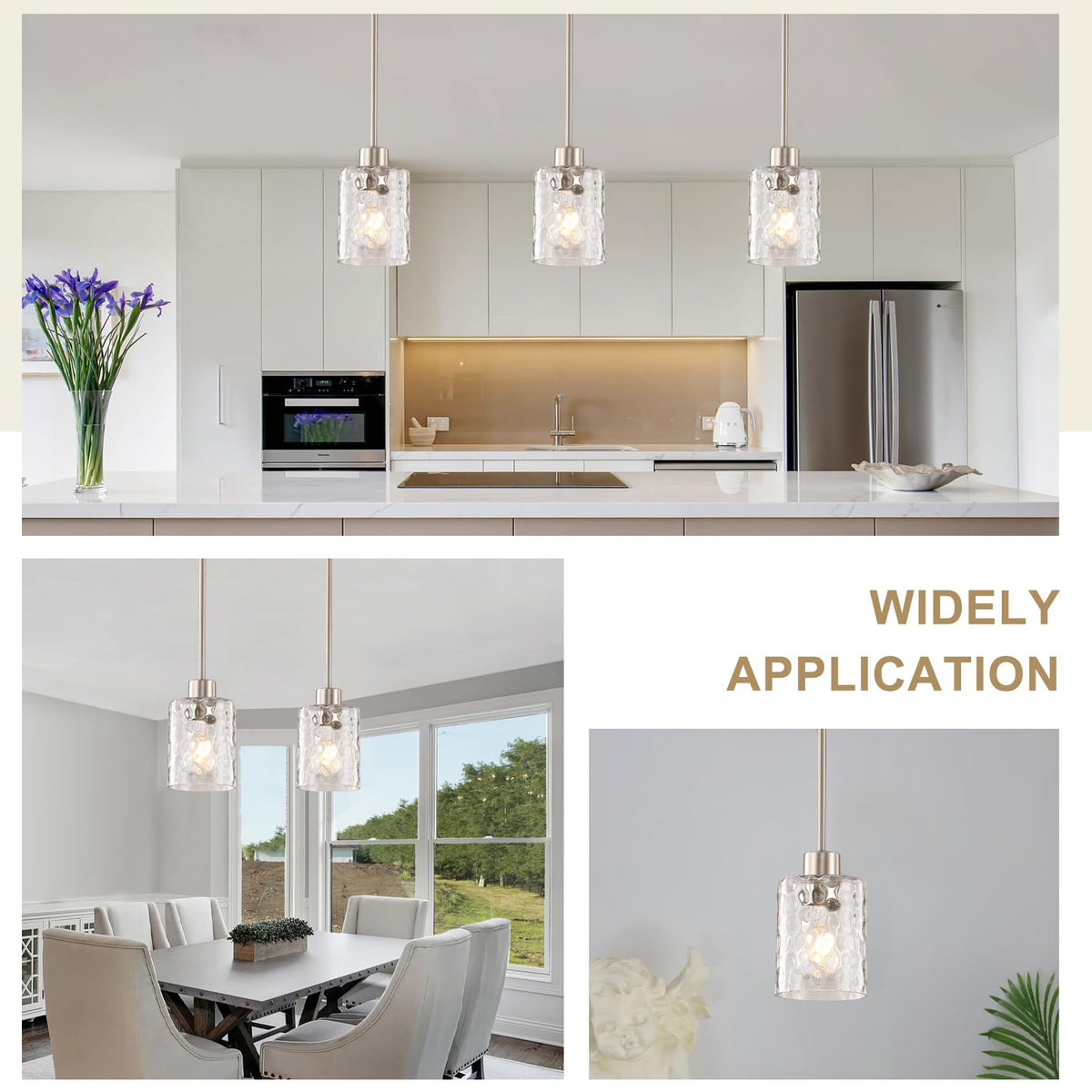 2 Pack Brushed Nickel Glass Pendant Light (2 pack brushed nickel water glass)