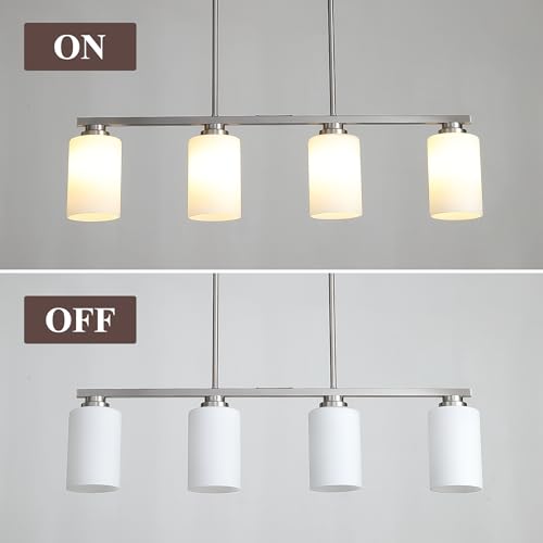 Island Light for Kitchen (Brushed Nickel / 4 Light + Milk Glass)