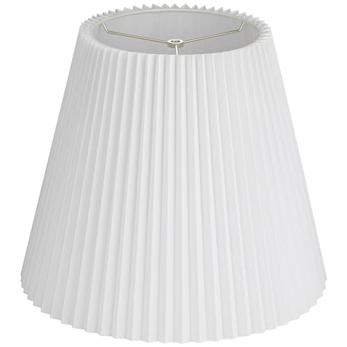 Edie Large White Linen Knife Pleat Lamp Shade 10x17x14.75 (White)