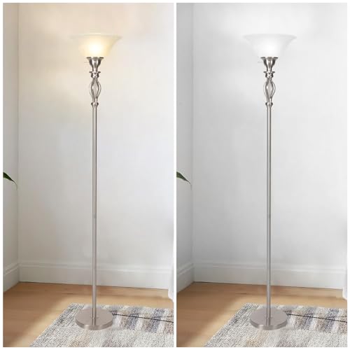 Torchiere Floor Lamps for Living Room & Bedroom (Scroll Lamp-Brushed Nickel)