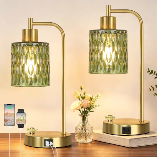 Industrial Touch Control Table Lamps with 2 USB Ports and AC Outlets