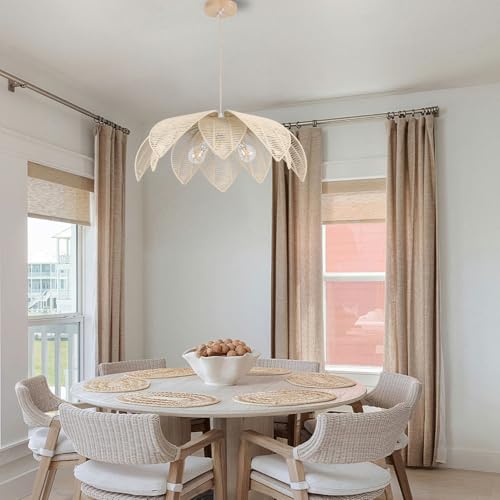 24”Hand Woven White Rattan Chandelier (DW-007-3B)