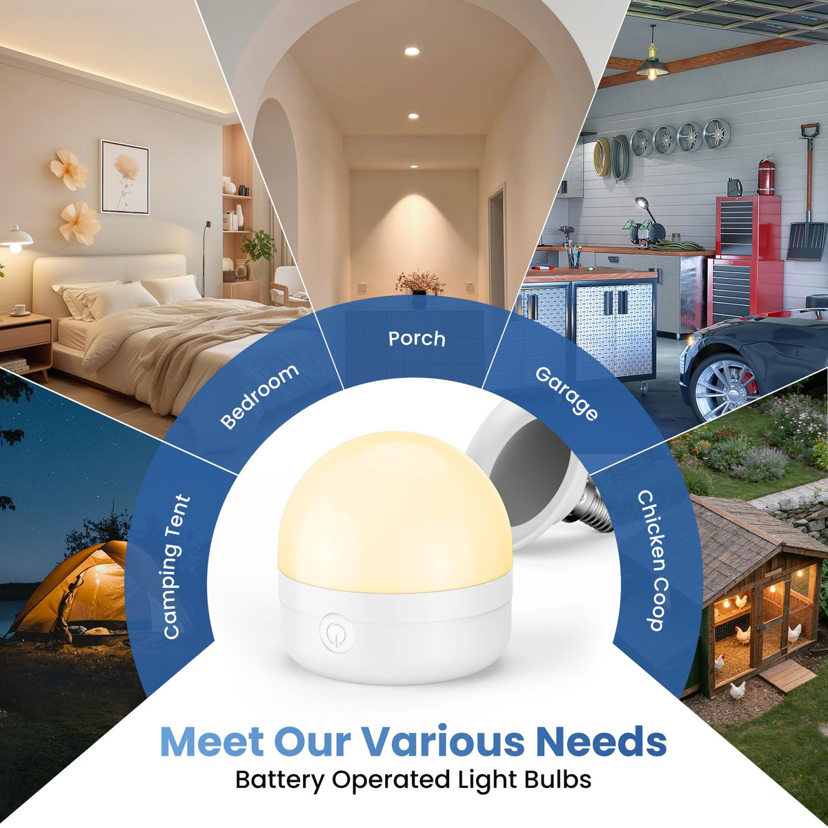 E12 Rechargeable Light Bulbs with Remote