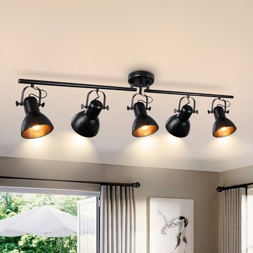 5 Light Track Lighting Fixtures Ceiling Black Track Lights 47.24" (5 Light)