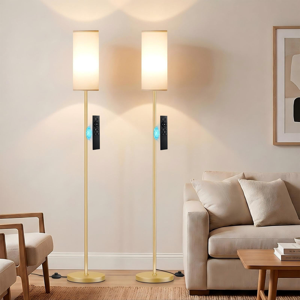 64'' Floor Lamps for Living Room Set of 2 (white & gold 2PCS / 64.57 inches 2PCS)