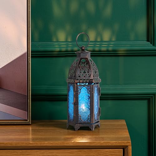 Christmas Lanterns Decorations Indoor & Outdoor (Medium / Blue - 11''h)
