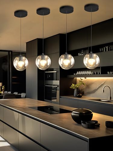Globe Pendant Light Black Pendant Light Fixtures with Clear Glass 1 (Black-Clear / Globe 1-Light)