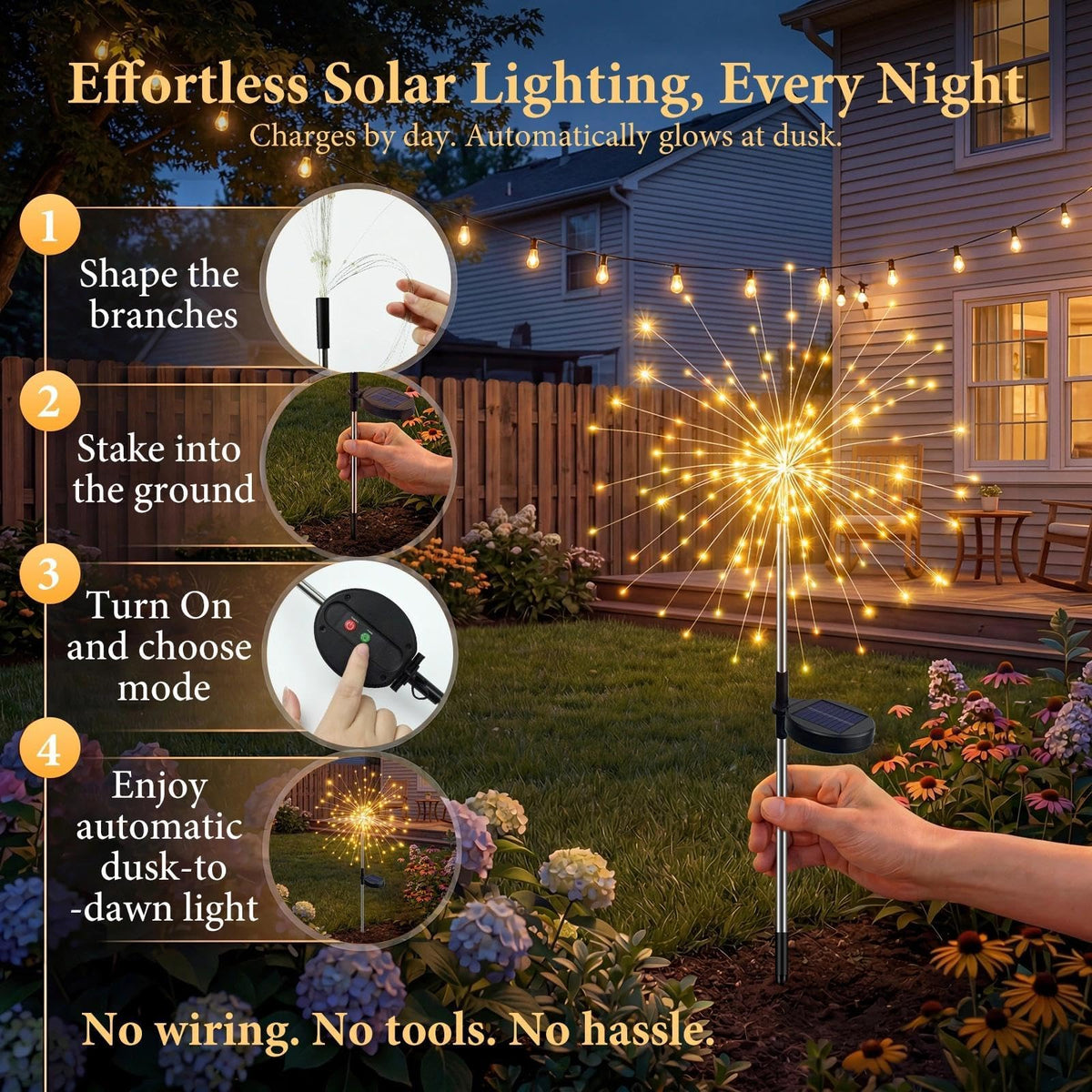 Solar Firework Lights (Warm White / 10 Pack)