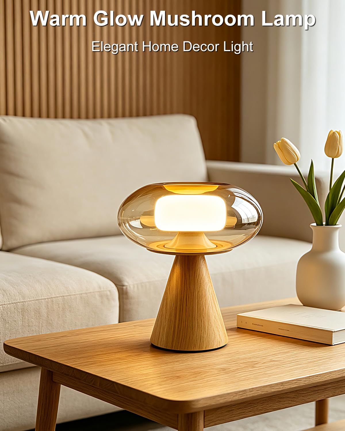 Mushroom Table Lamp Dimmable RGB Ambient Lighting Bedside Lamp (24-Walnut-Mushroom)