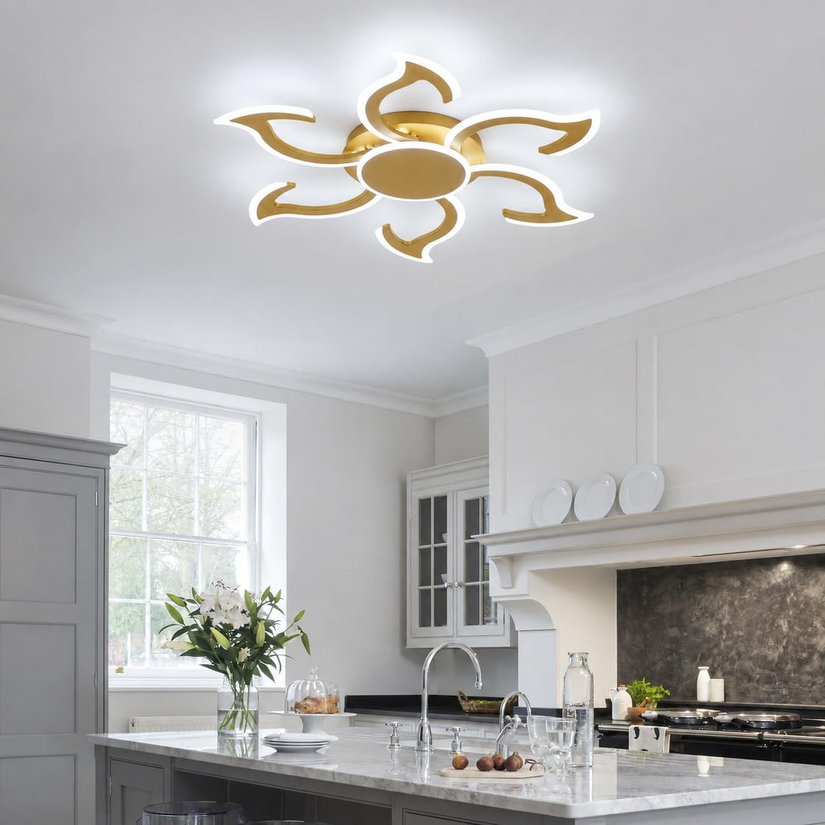 36.2 Inch Modern LED Ceiling Light (Gold)