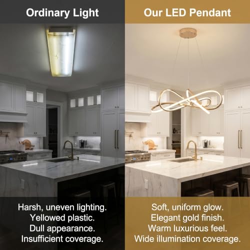 Gold Plated Modern LED Chandelier (32 inches 80W / Gold Plated)