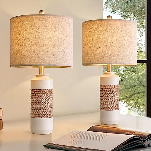 Boho Table Lamps Bedroom Living Room Set 2 Sleeping and Reading