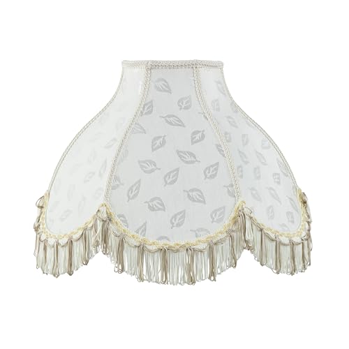 30626 Tranditional Scallop Dome Shape Spider Construction Lamp Shade in Butter Cream Jacquard Fabric (Butter Cream & 17" Wide)