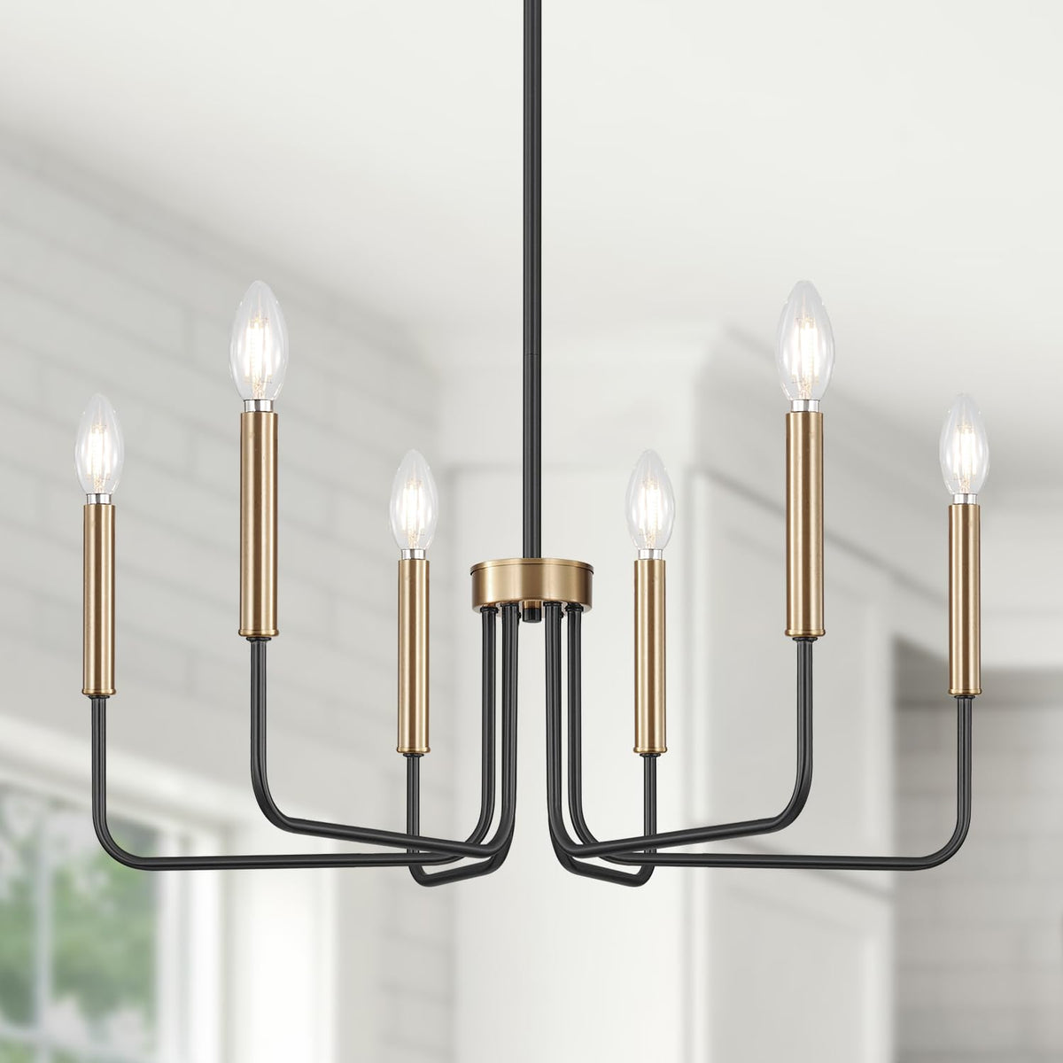 6 Light Black and Champagne Bronze Chandelier (Black and Champagne Bronze / 6-Light)