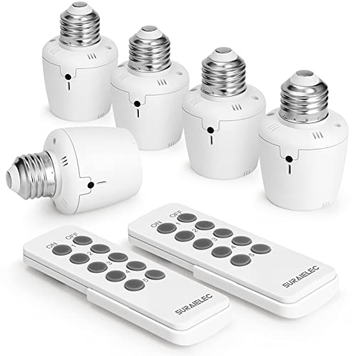 White Remote Control Light Socket (5 Sockets+2 Remotes)
