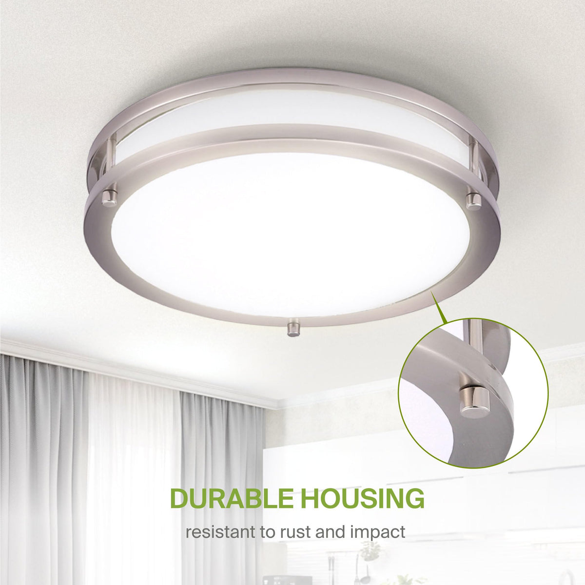 LED 12" Round Flush Mount Lighting (Brushed Nickel)