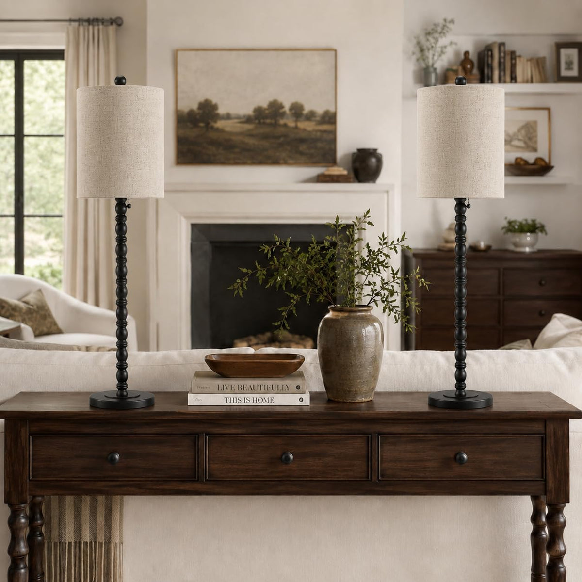 Buffet Lamps Table Lamps Set of 2 (Matte Black)