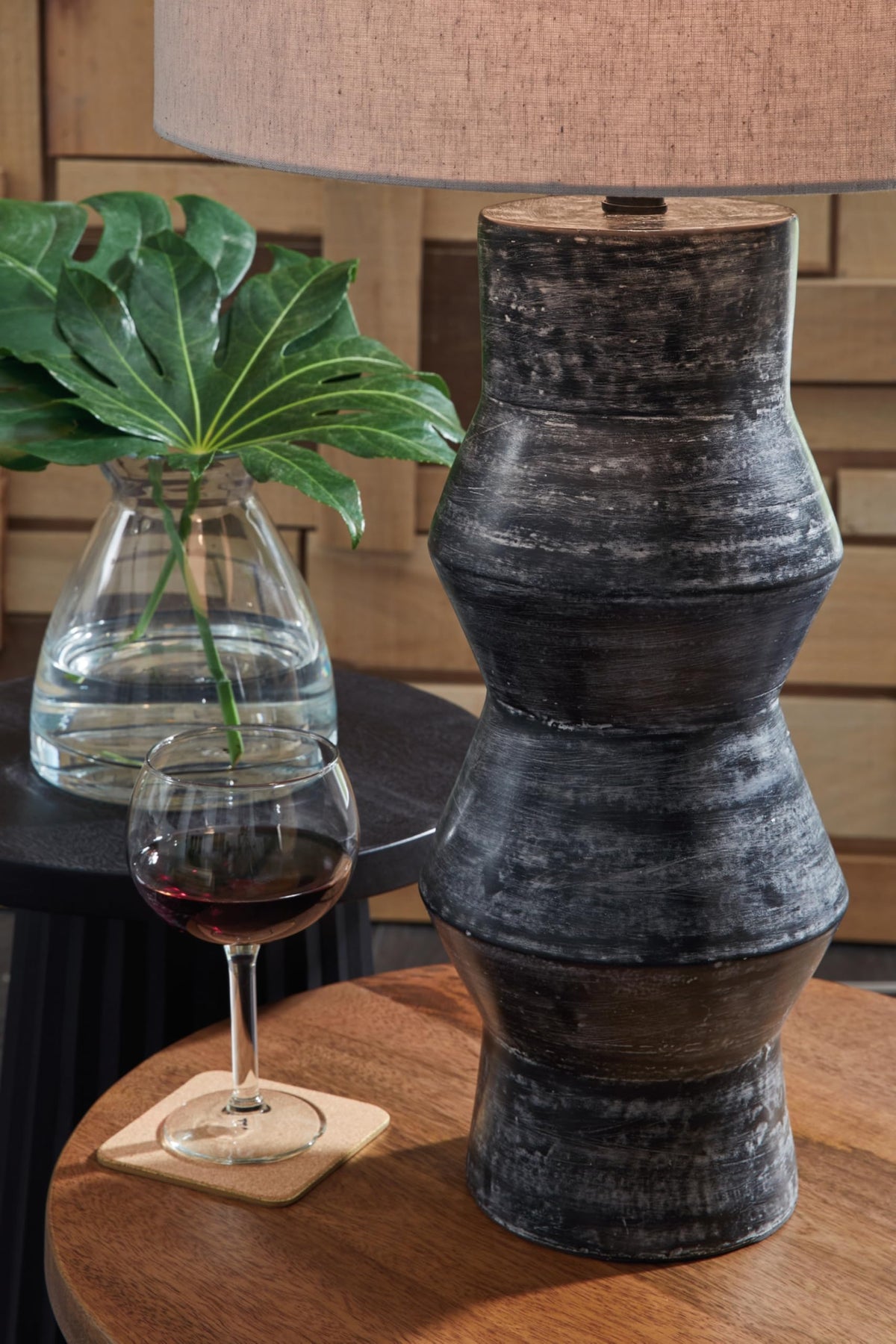 Kerbert Terracotta Table Lamp (Distressed Black)