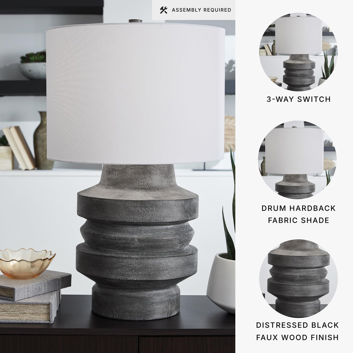 Wahida 1 Piece Table Lamp (Distressed Black / Table Lamp)