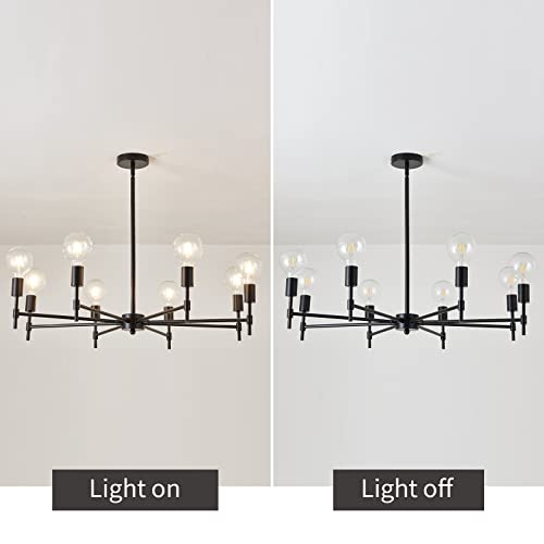 8 Light Black Sputnik Chandelier Matte Industrial Flush Mount Ceiling Light Fixture Metal Modern Pendant Light for Farmhouse (Black4)
