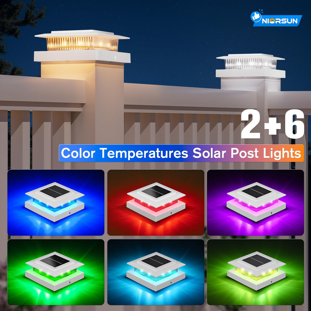 4x4 Post Solar Lights Color Changing (White)