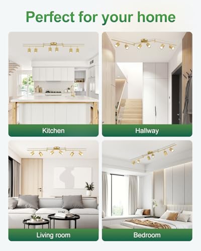 6 Ways Gold Track Lighting Fixtures Ceiling Gu10 Bulbs Not Included (Gold / 6 Ways)