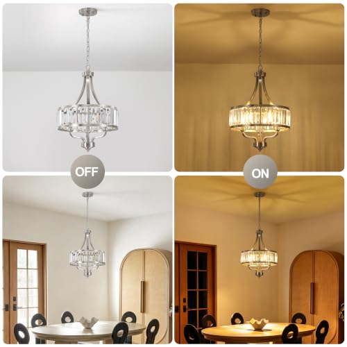 Brushed Nickel Crystal Chandelier (Brushed Nickel / 15.75''/3-Light)
