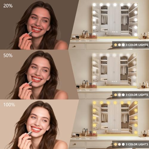 Vanity Mirror with Lights (Gold / 23"L x 18"W)
