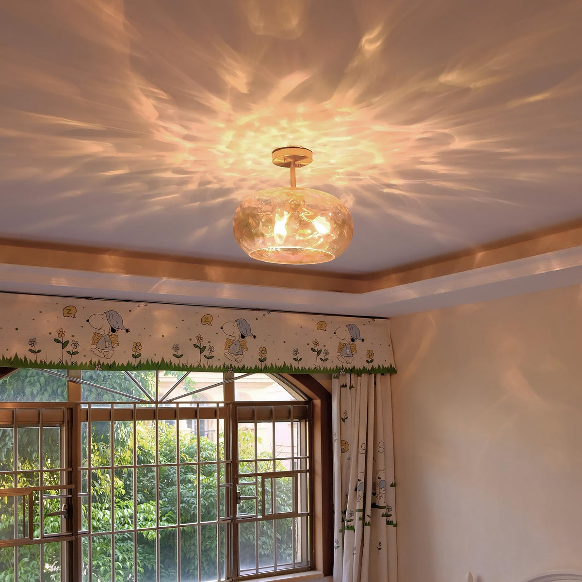 Brass Gold Semi Flush Mount Ceiling Fixture Large Hammered Glass Shade Modern Close to Ceiling Light 14" Art Lampshade for Hallway Foyer Bedroom (14 Inches / Amber Glass Shade)