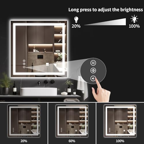 30"x30" LED Bathroom Mirror with Lights (31"L x 31"W)