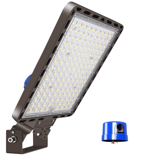 LED Parking Lot Light 350W Flood Light Outdoor 525000lm Dusk to Dawn 5000K Adjustable Trunion Mount Yard Area Lighting Commercial Wall Mount LED Shoebox Lighting for Shop Garage Barn Warehouse (350W-1 Pack-Trunion Mount)