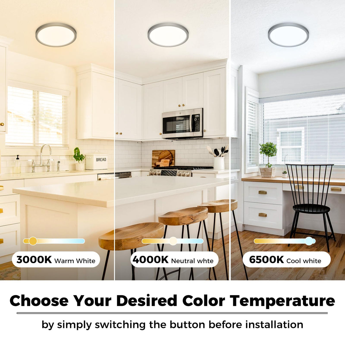 LED Ceiling Light Fixture (Black / 6.5in-1Pack)